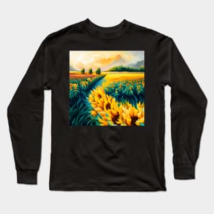 Sunflower Field in Summer Long Sleeve T-Shirt